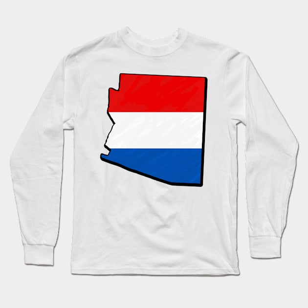 Red, White, and Blue Arizona Outline Long Sleeve T-Shirt by Mookle